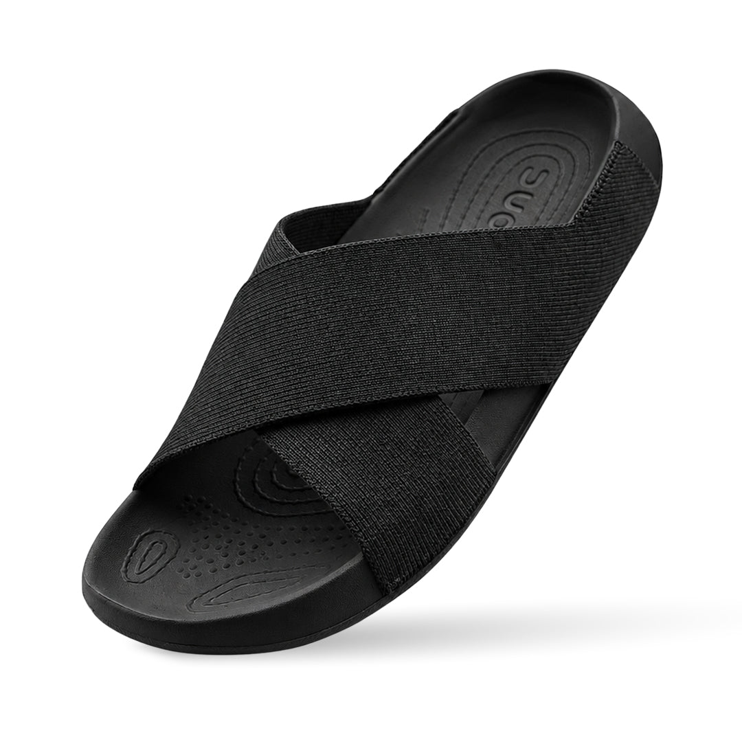 Aqua Cross Silk Wool Slide - Jet Black