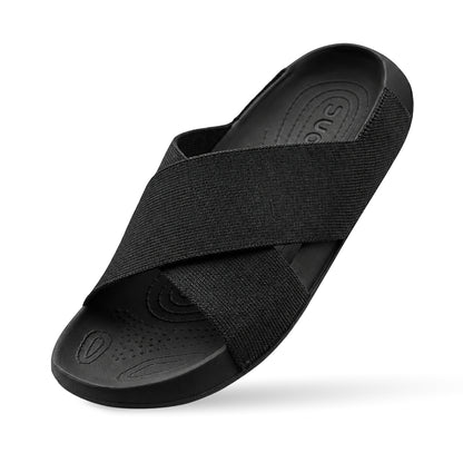 Aqua Cross Silk Wool Slide - Jet Black