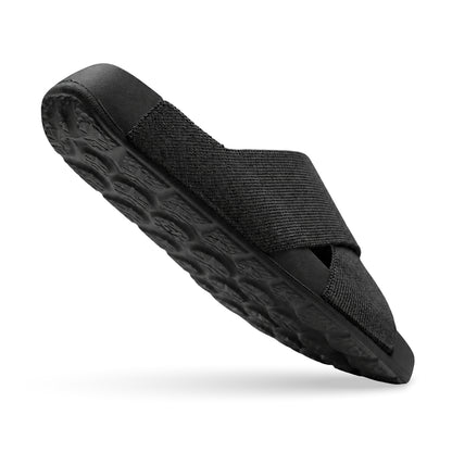 Aqua Cross Silk Wool Slide - Jet Black