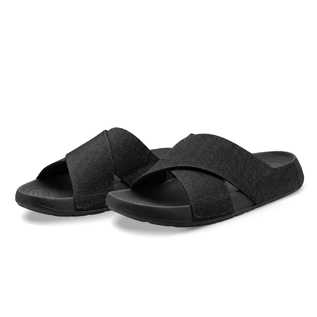 Aqua Cross Silk Wool Slide - Jet Black