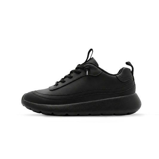 Cloud Ripple Faux Leather Trainer – باللون الأسود