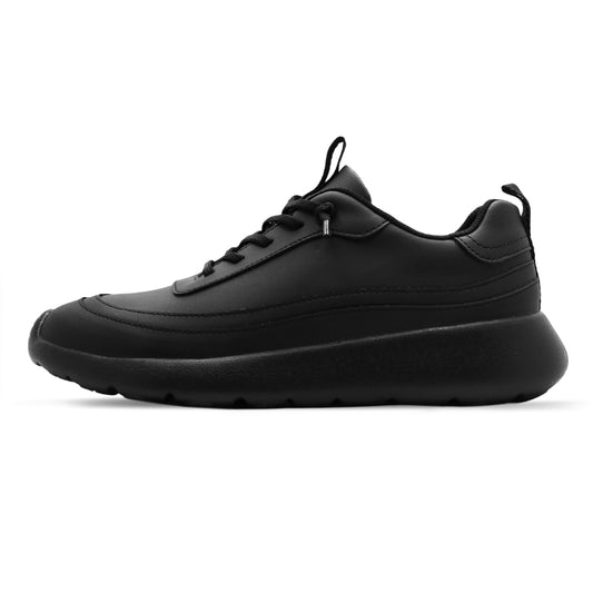 Cloud Ripple Faux Leather Trainer - Black