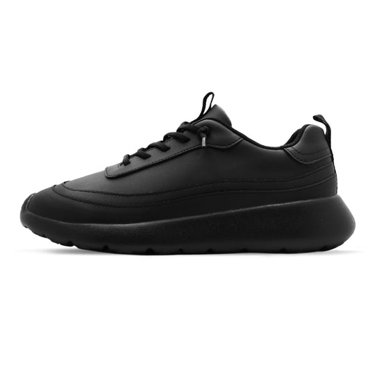 Cloud Ripple Faux Leather Trainer - Black