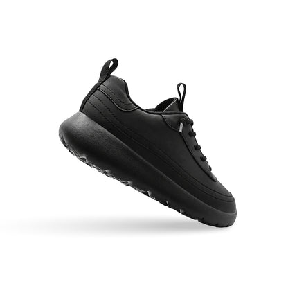 Cloud Ripple Faux Leather Trainer – باللون الأسود