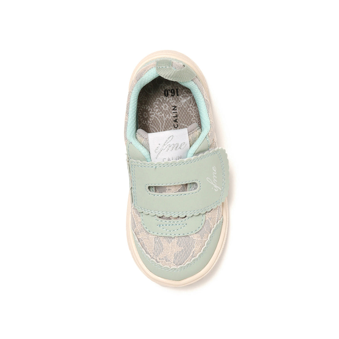 Ifme Calin Glitter Lace One Belt Sneaker Kids - Green