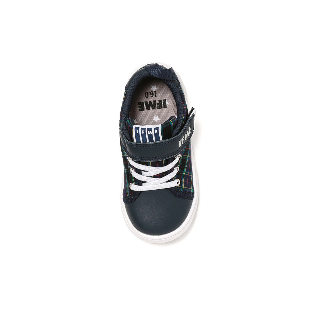 IFME Bansyu Ori Plaid Court Sole Sneaker Kids - Navy